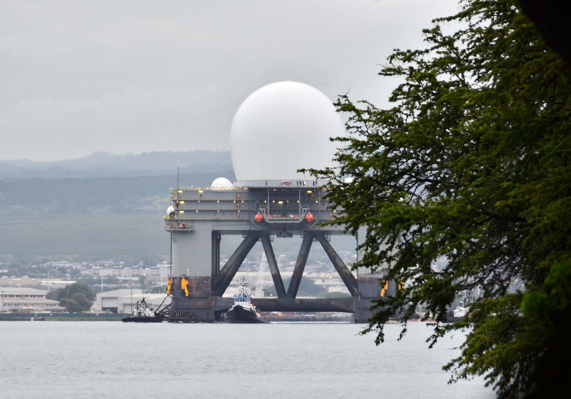 Sea-Based X-Band Radar transiting the waters of Pearl Harbor, Hawaii